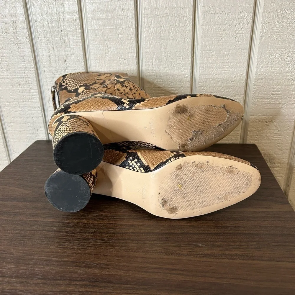 Zara Snake Skin Print High Ankle Boots, size 41.